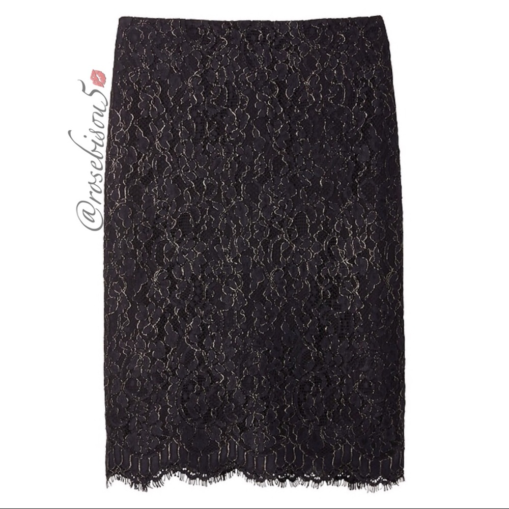 💋HP {BANANA REPUBLIC} Metallic Lace Pencil Skirt - Picture 8 of 8
